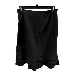 Larry Levine Petite Sport Stretch Skirt Ruffle Hem Black Office Size 6 Petite